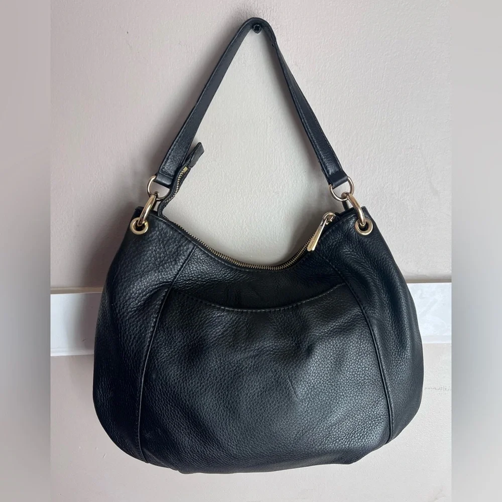 Michael Kors Black Hobo Bag with Gold Accents